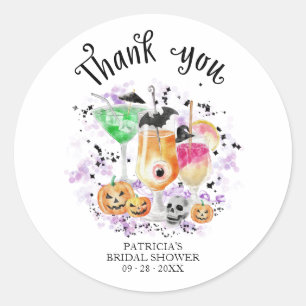 Cute Cocktails Halloween Bridal Shower Classic Round Sticker