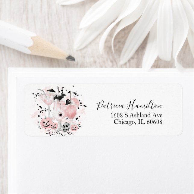 Cute Cocktails Halloween Bridal Shower Label (Insitu)