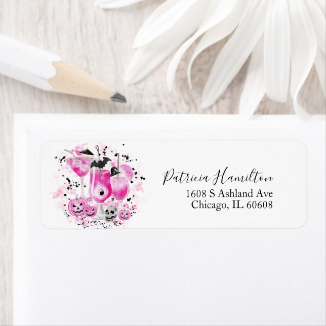 Cute Cocktails Halloween Bridal Shower Label (Insitu)