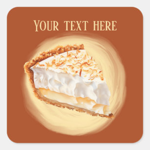 Cute coconut cream pie add message square sticker
