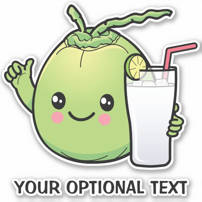 Cute Coconut custom text Sticker (Front)