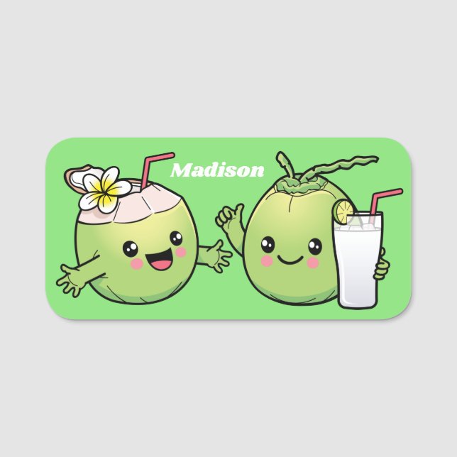 Cute Coconuts custom name Name Tag (Front)