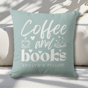 Cute Coffee and Book Lovers Custom Cushion