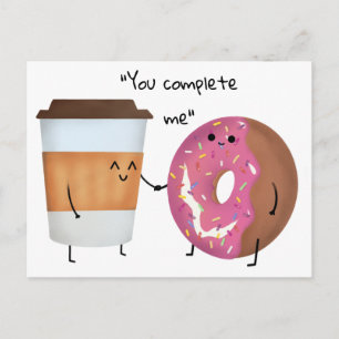 Cute Coffee and Donut Complete Couple Postcard