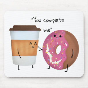 Cute Coffee and Doughnut Complete Couple Mouse Mat