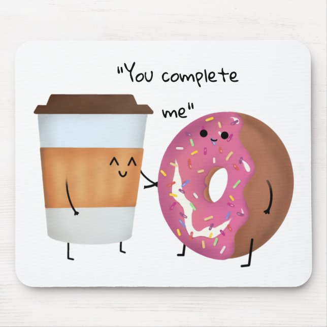 Cute Coffee and Doughnut Complete Couple Mouse Mat (Front)