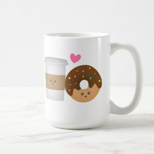 Cute Coffee and Doughnut in Love, Perfect Pair Mug