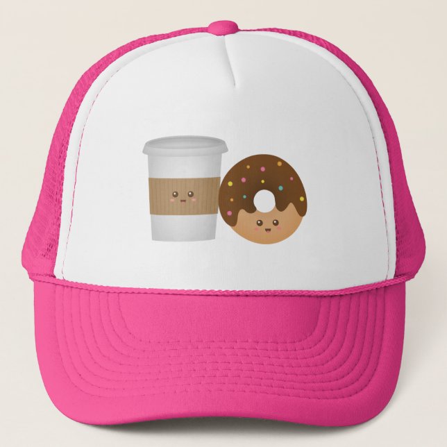 Cute Coffee and Doughnut, You complete me Trucker Hat (Front)