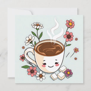 Cute Coffee and Flowers Whimsical