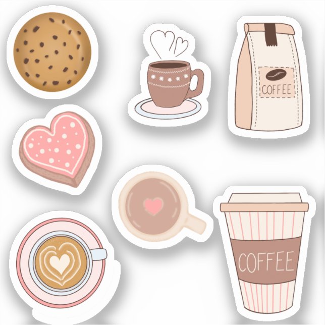 Cute Coffee and Simple Sticker Pack (Front)