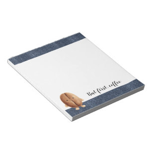 Cute Coffee Bean Faux Blue Jean Denim Notepad