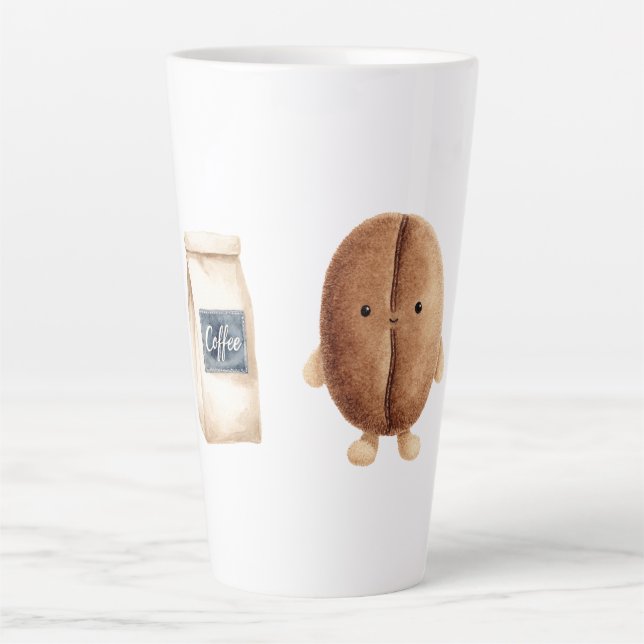 Cute Coffee Bean Latte Mug (Front)