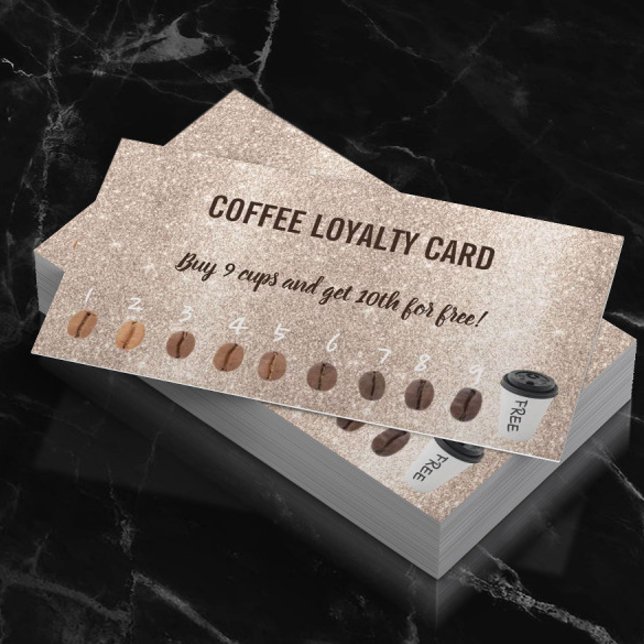 Cute Coffee Beans Gold Glitter Coffee Loyalty (Creator Uploaded)