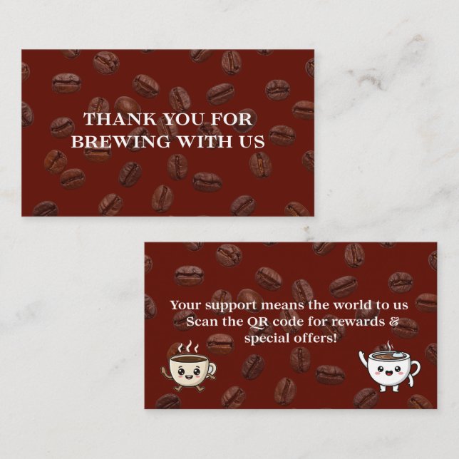 Cute Coffee Beans Thank You Card Design (Front/Back)