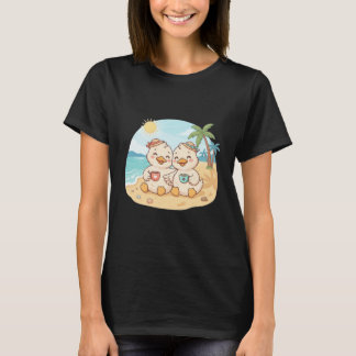 Cute Coffee Besties Beach Ducks T-Shirt