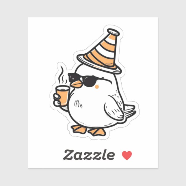 Cute Coffee Bird Sticker – Cosy Morning Vibes (Sheet)