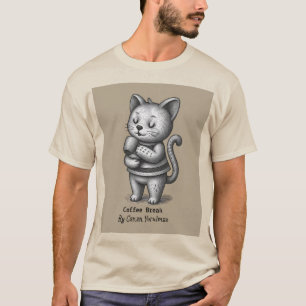 Cute Coffee Break Cat Art Graphic T-Shirt