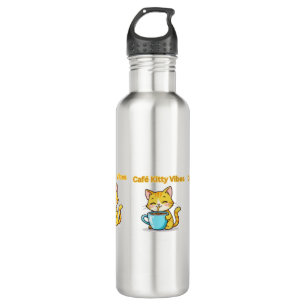 **Cute Coffee Cat – Adorable Cat Drinking Coffee I 710 Ml Water Bottle