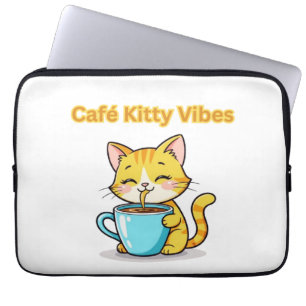 **Cute Coffee Cat – Adorable Cat Drinking Coffee I Laptop Sleeve