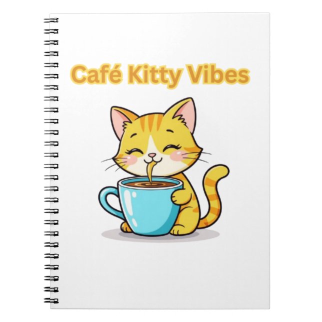 **Cute Coffee Cat – Adorable Cat Drinking Coffee I Notebook (Front)