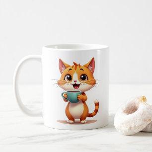 Cute Coffee Cat Mug – Double-Sided Cartoon Design 
