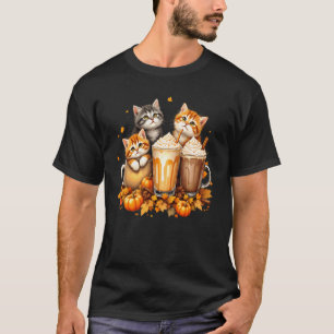 Cute Coffee Cats - Pumpkin Spice Latte Kitten Autu T-Shirt