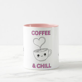 Cute "Coffee & Chill" Kawaii Mug – Coffee Lover GF