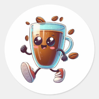 Cute Coffee Cup Classic Round Sticker