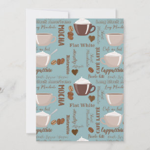 Cute Coffee Cups Cream Caffeine Grains Brown Heart Invitation