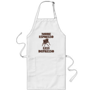 Cute Coffee Cups Funny Coffee Lover Typography Long Apron