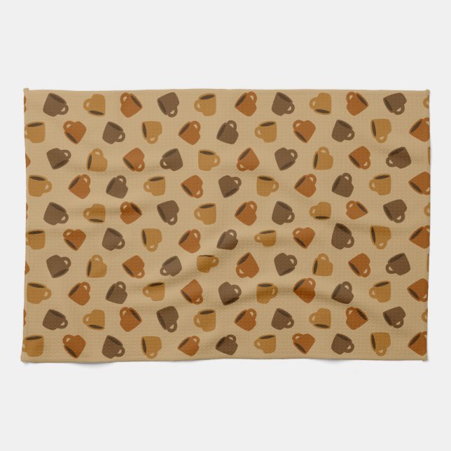 Cute Coffee Cups Kitchen Towel (Horizontal)