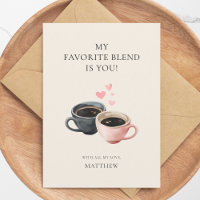 Cute Coffee Cups Watercolor Hearts Valentine's Day