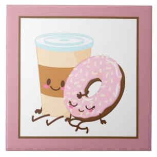 cute coffee doughnut decor kitchen ceramic tile