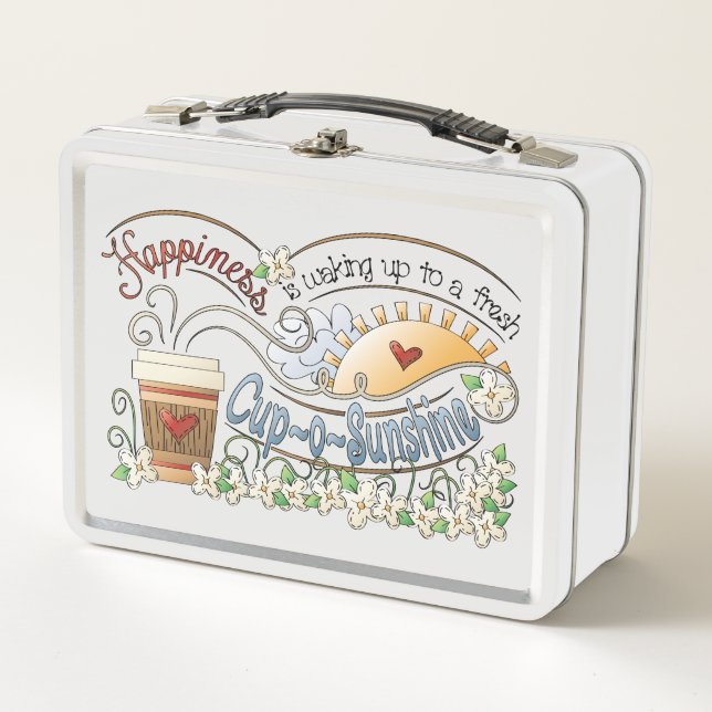 Cute Coffee Inspiration Metal Lunch Box (Front)