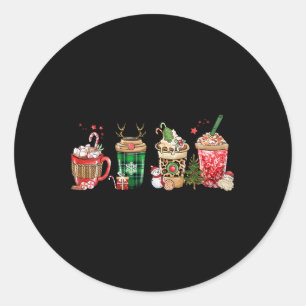 Cute Coffee Latte Christmas Thanksgiving Family Ou Classic Round Sticker