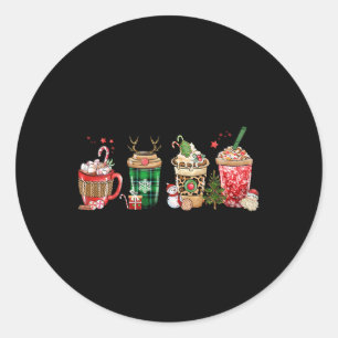 Cute Coffee Latte Christmas Thanksgiving Family Ou Classic Round Sticker