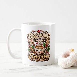 Cute Coffee Lover Brewing Happy Mug