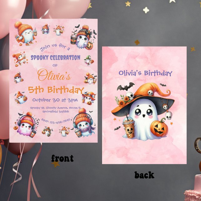 Cute Coffee Lover Ghost Invite for Kids Birthday (Creator Uploaded)