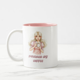 Cute Coffee Lover Girl Illustration Two-Tone Coffee Mug