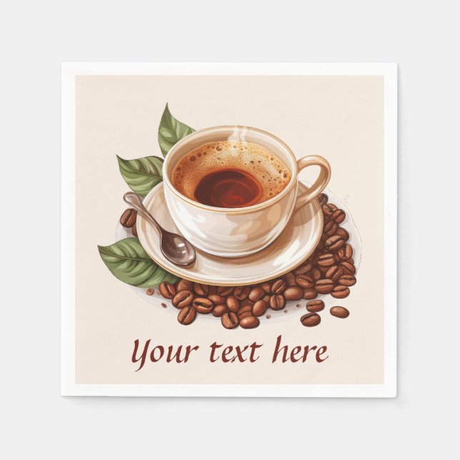 Cute coffee party add message napkin (Front)