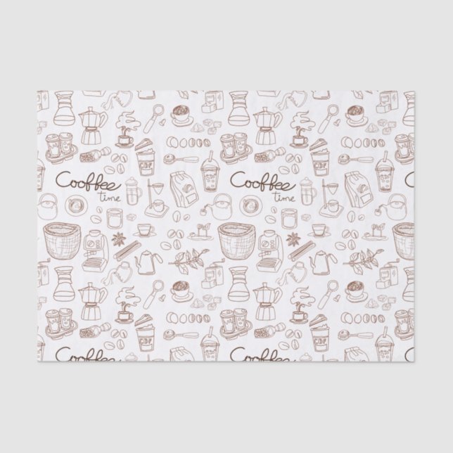 Cute Coffee Pattern Tissue Paper (Front)