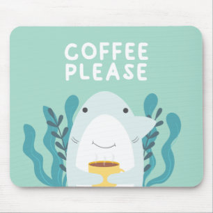 Cute Coffee Shark Mouse Mat