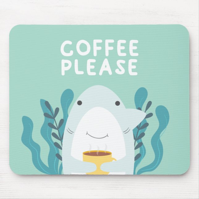 Cute Coffee Shark Mouse Mat (Front)