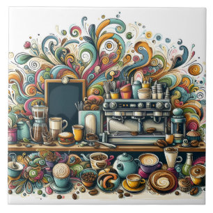 Cute coffee shop bar business crafting tile