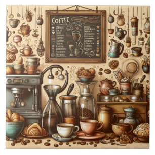 Cute coffee shop bar business crafting tile