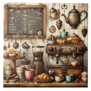 Cute coffee shop bar business crafting tile