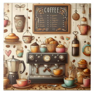 Cute coffee shop bar business crafting tile