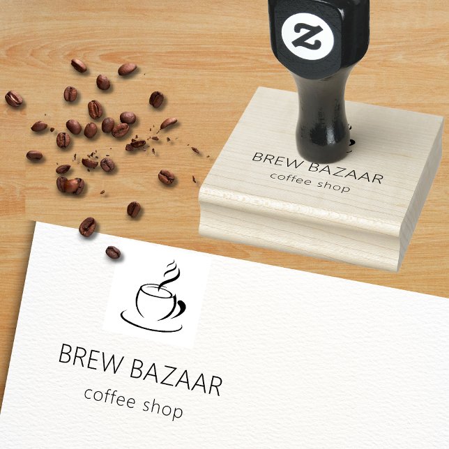 Cute Coffee Shop Business Minimalist Rubber Stamp (Creator Uploaded)