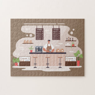cute coffee shop lovers jigsaw puzzle 