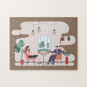 cute coffee shop lovers  jigsaw puzzle
